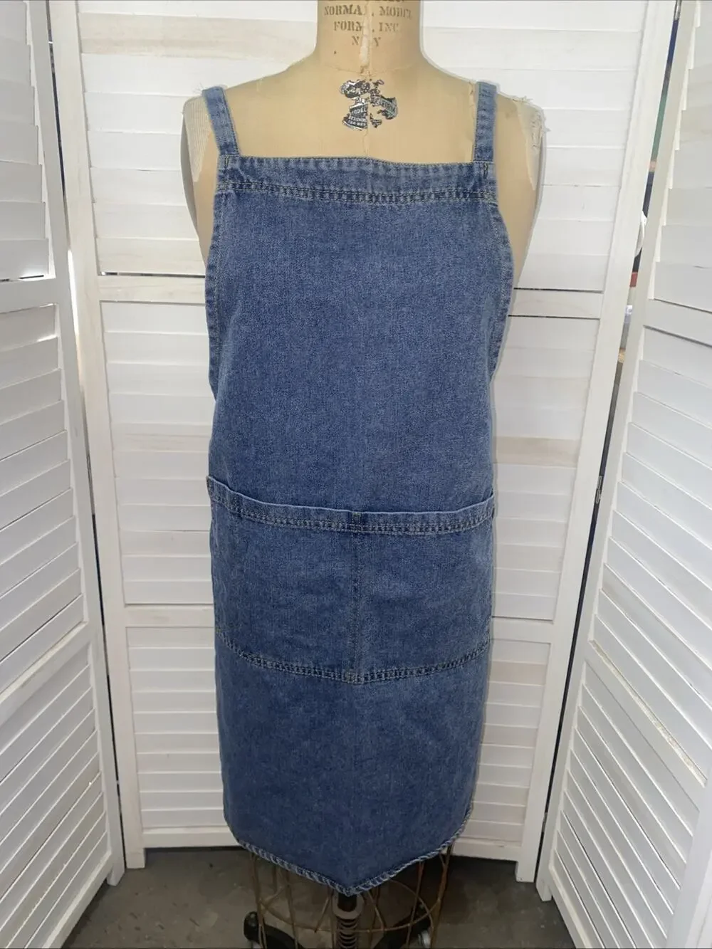 Blue Denim Bib Apron Cooking Kitchen Workshop Gardening Adjustable 100% Cotton